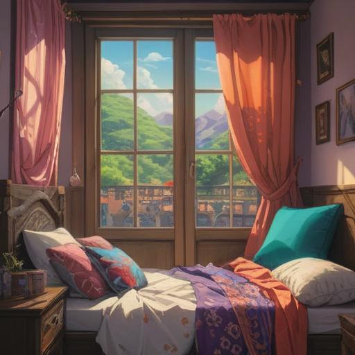 Two pillows representing a spiritual good omen, serene bedroom setting, soft natural light filtering through a window, gentle aura surrounding the pillows, subtle symbols of positivity and harmony, peaceful atmosphere, calming color palette, hints of nature in the background, 4k