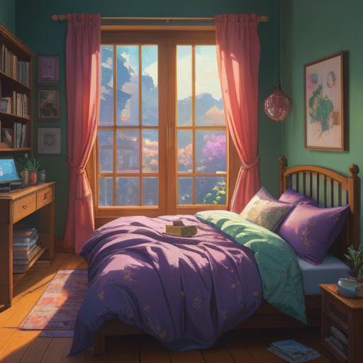 A serene bedroom scene, a soft pillow positioned at an angle, gentle morning light filtering through the window, symbolic representations of positive energy, ethereal motifs surrounding the pillow, calming colors, tranquil atmosphere, subtle hints of spirituality, inviting and harmonious, 4k