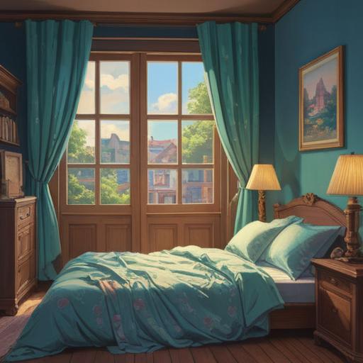 A serene and thoughtful illustration depicting a pillow positioned at an angle, soft light filtering through a window, gentle breeze causing nearby curtains to flutter, subtle spiritual symbols around the pillow, a calm and introspective atmosphere, people mediating in the background, 4k