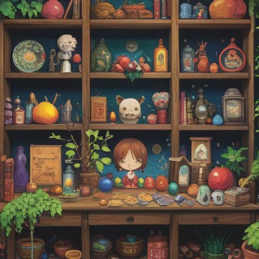 A vibrant and cheerful illustration of lucky items that brighten daily life, featuring a collection of colorful charms, whimsical objects like four-leaf clovers, shooting stars, and fortune cookies, surrounded by a bright and sunny environment, playful composition, joyful atmosphere, inviting colors, festive details, 4k