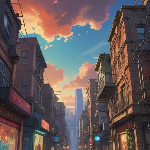 A serene and contemplative scene capturing a person in a mundane urban setting, looking up at the sky with a sense of wonder, ethereal light shining down, symbols of good signs such as butterflies or glowing orbs around, contrast between daily life and the spiritual realm, soft color palette, peaceful atmosphere, 4k