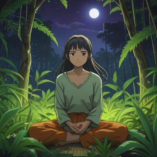 A serene and tranquil scene showcasing the spiritual benefits of hemp, vibrant green hemp plants swaying gently in the breeze, a glowing meditation space surrounded by nature, soft sunlight filtering through the leaves, peaceful atmosphere, individuals practicing mindfulness and meditation, harmonious energy flow, natural elements enhancing spiritual vibrations, high detail, calming colors, 4k