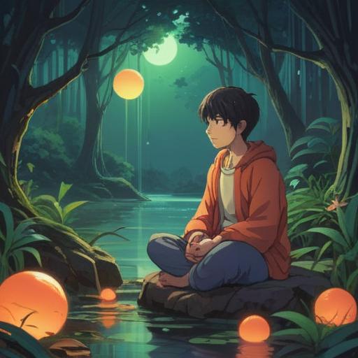 A serene and introspective scene, a person meditating in a tranquil setting, surrounded by nature, soft glowing orbs representing spiritual signs, gentle light filtering through trees, ethereal symbols in the air, a sense of calm and awareness, reflective atmosphere, harmonious colors, 4k