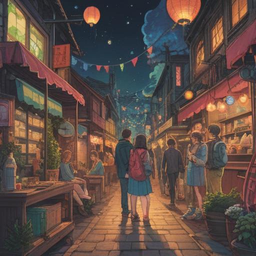 A colorful and whimsical scene depicting a person surrounded by various friends, each exhibiting different behaviors, highlighting genuine friendship, playful interactions, vibrant colors, contrasting expressions showing trust and deceit, a park setting with trees and benches, soft sunlight filtering through branches, inviting and relatable atmosphere, 4k