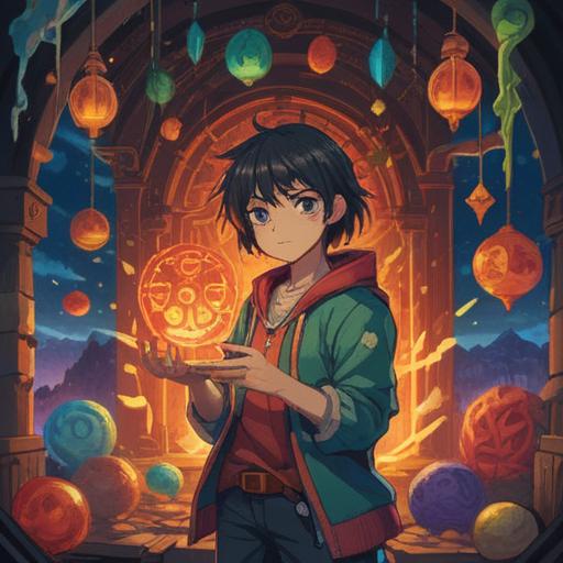 A vibrant and motivational scene depicting a person holding a lucky charm, surrounded by symbols of strength and determination, such as weights and motivational quotes, in a serene landscape, bright colors, dynamic composition, uplifting atmosphere, inspiring character design, 4k