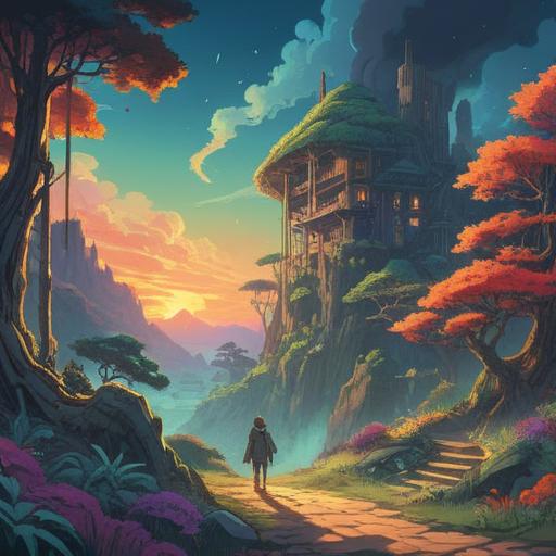 A serene and mystical illustration, spiritual journey, change of residence symbolizing personal growth, ethereal landscape, flowing energy, representations of transformation, harmonious colors, interconnected paths, light illuminating the way, 4k