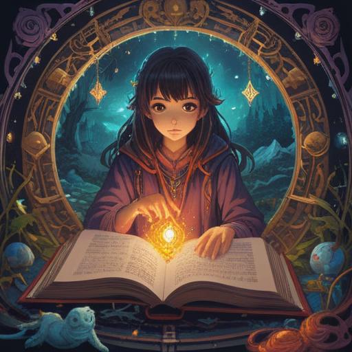 A mystical scene featuring a powerful amulet radiating energy, surrounded by shimmering lights, an open book with ancient symbols, a tranquil forest backdrop, soft beams of sunlight filtering through the trees, an aura of wisdom and clarity, vibrant colors, ethereal atmosphere, 4k