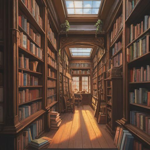 A serene scene depicting a person joyfully purchasing books at a cozy bookstore, warm sunlight streaming through the windows, bookshelves filled with a variety of colorful books, a sense of spirituality and enlightenment in the air, soft expressions on the customer's face, gentle aura around the books, hints of ethereal light illuminating the space, fostering a connection between knowledge and spiritual growth, 4k