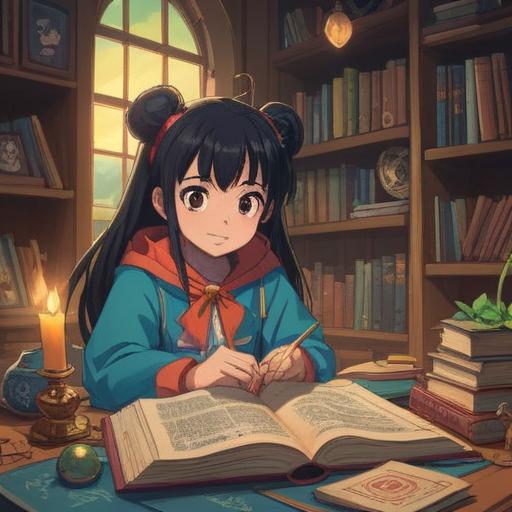 A serene scene of a person discovering a lucky charm after losing a book, vibrant colors, whimsical objects representing luck like a four-leaf clover and a horseshoe, soft glowing light illuminating the moment, peaceful expression on the person's face, surrounded by scattered pages in a calming natural environment, sense of hope and positivity, 4k