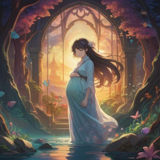 A reflective and spiritual illustration of an unexpected pregnancy, symbolic imagery of life and transformation, soft ethereal light, intricate details representing emotions, gentle hands holding a glowing orb, surrounded by nature, serene atmosphere, profound connection to the cycle of life, delicate color palette, 4k