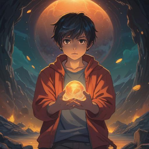 A conceptual illustration of a person holding a lucky stone, symbolizing hope and resilience, standing against a dark and chaotic background, rays of light breaking through clouds, embodying the idea of overcoming unwanted realities, serene expression, vibrant colors representing positivity, mystical aura surrounding the stone, 4k
