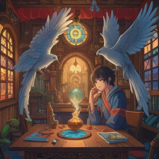 A serene and introspective scene depicting an individual in a peaceful environment, surrounded by symbols of spiritual guidance such as feathers, crystals, and soft glowing lights, reflecting deep contemplation, a gentle aura, nature elements like trees and flowers in the background, subtle hints of an unexpected change, calm and soothing colors, ethereal atmosphere, capturing the essence of spiritual signs during unwanted transitions, 4k