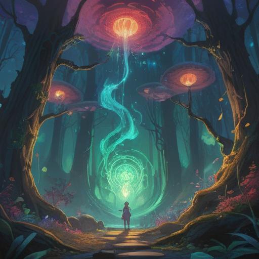 A mystical illustration depicting a forgotten item under a glowing light, ethereal spirits guiding the viewer's attention, surrounded by swirling mist, vibrant colors, symbolic elements representing intuition and awareness, serene atmosphere, intricate details showcasing the spiritual signs, calming nature elements, 4k