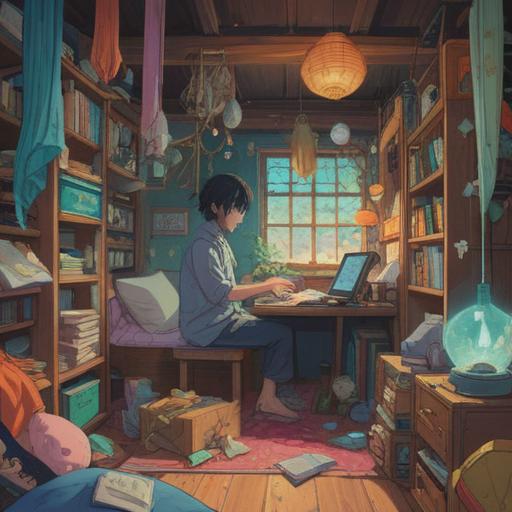 A serene illustration depicting a person surrounded by scattered belongings, ethereal light illuminating the scene, a sense of confusion and introspection, symbolic elements representing memory and awareness, soft and calming colors, peaceful yet thought-provoking atmosphere, spiritual undertones, 4k