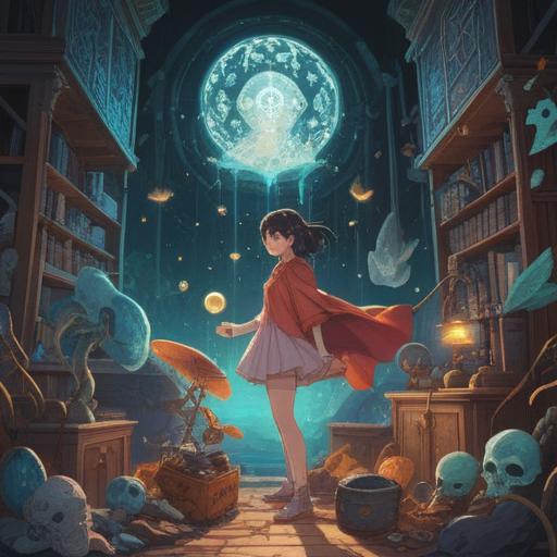 A mystical illustration depicting a person surrounded by forgotten items, ethereal light emanating from them, various spiritual symbols floating in the air, a serene and introspective atmosphere, subtle hints of nature in the background, warm tones, gentle expression on the character's face, 4k