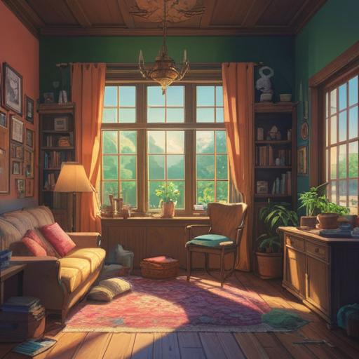 A thoughtful scene depicting a person engaging in mindful activities, surrounded by a cozy home environment, natural light streaming through the window, a small indoor garden, books and tea nearby, a sense of calm and reflection, emphasizing the importance of daily actions that enrich life, 4k