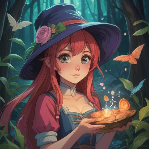 A whimsical and magical scene depicting a lost hat transformed into a lucky charm, vibrant colors, enchanting atmosphere, fairy-tale setting, elements of good luck like four-leaf clovers and shooting stars, a character holding the charm with a joyful expression, intricate details in the background, 4k