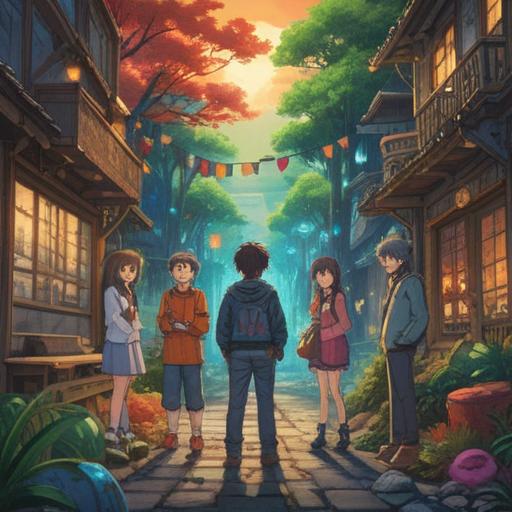 A comprehensive illustration depicting a harmonious gathering of diverse individuals sharing ideas, vibrant colors, detailed representation of discussion and collaboration, dynamic expressions, various objects symbolizing knowledge and learning, engaging atmosphere, modern style, 4k