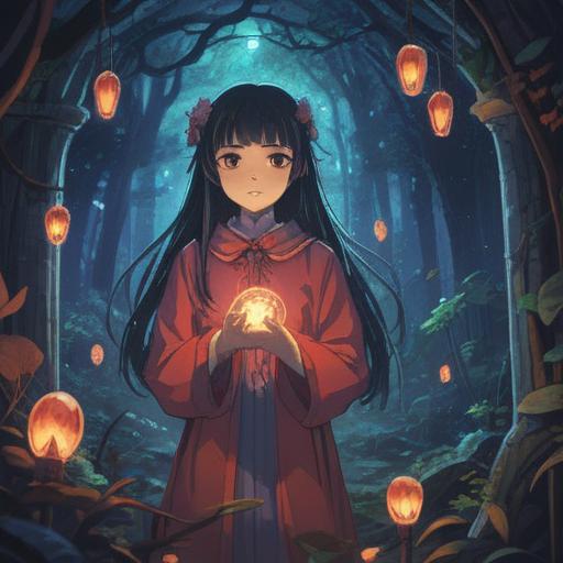 A mystical scene depicting a character receiving a message from a deceased loved one, surrounded by shimmering lights, ethereal atmosphere, lucky number appearing prominently, tranquil expressions, a sense of hope and connection, soft focus background, warm glow, celestial elements, 4k