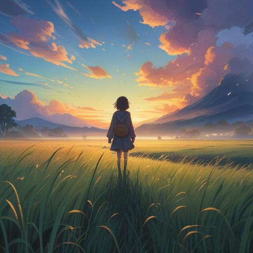 A serene scene depicting a person standing in a tranquil field, surrounded by ethereal light, gentle wisps of mist, a soft glow illuminating their face, subtle hints of memories floating around, representing the essence of a loved one who has passed, a sense of peace and reflection, warm colors blending seamlessly, an atmosphere of connection and remembrance, 4k