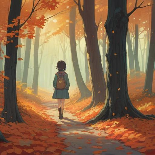 A serene scene depicting a gentle breeze carrying autumn leaves, soft light filtering through trees, a subtle glowing orb symbolizing spiritual presence, faint silhouettes of remembered loved ones in the background, warm and melancholic atmosphere, evoking memories and reflection, tranquility and connection, 4k