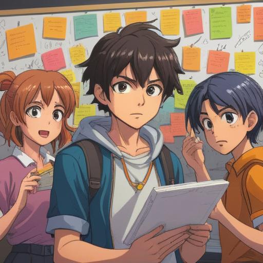 A creative visual representation of a team collaboration, diverse individuals brainstorming, colorful sticky notes on a whiteboard, organized flow of ideas, energetic atmosphere, modern office setting, engaging discussion, clear communication, 4k