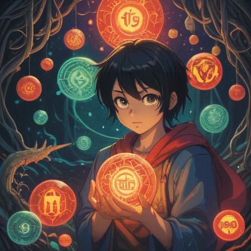 A mystical illustration depicting spiritual symbols and signs to be cautious of after winning the lottery, glowing orbs of light, subtle energies swirling around, a serene figure contemplating their newfound wealth, ethereal elements, omens and symbols in the surroundings, twilight ambiance, vibrant colors, rich details, 4k