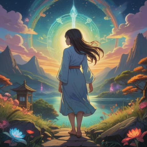 A mystical scene depicting spiritual signs through a mother mark, ethereal glow surrounding the mark, a serene landscape in the background, symbolic elements like feathers and feathers, soft focus on the mother mark, tranquil atmosphere, deep blues and purples, hints of celestial imagery, inviting sense of wonder, 4k