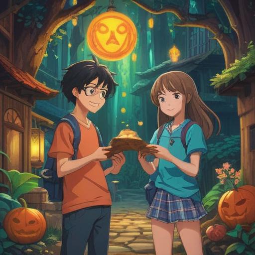 A charming illustration of a lucky item that transforms relationships, vibrant colors, magical aura, two friends joyfully smiling while holding the item, an enchanting background depicting a harmonious setting, rays of light symbolizing positive energy, warm and inviting atmosphere, intricate details on the lucky item, 4k