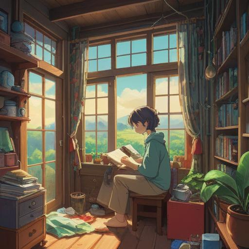 A serene illustration depicting a young person surrounded by comforting items that symbolize luck and healing, soft sunlight filtering through a window, a cherished photograph of their mother on the table, a small lucky charm softly glowing, gentle colors creating a warm atmosphere, a peaceful expression on the person's face, hints of nature outside the window, cozy and intimate setting, 4k