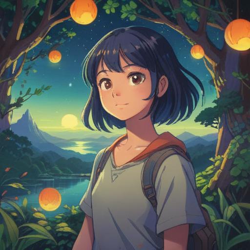 A serene and uplifting illustration of a person with a noticeable dimples, surrounded by a glowing aura, vibrant nature scenery in the background, soft light filtering through trees, an atmosphere of tranquility and harmony, subtle spiritual symbols integrated into the design, warm and inviting color palette, 4k