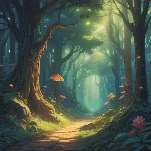 A serene landscape depicting a crossroads, ethereal light illuminating a path, symbolic trees representing growth and transformation, subtle signs like feathers and coins scattered around, a gentle breeze creating a sense of change, vibrant colors merging to signify new beginnings, 4k