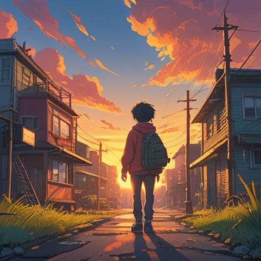 A hopeful scene depicting self-discovery, a person standing at a crossroads, illuminated by a sunrise, symbolizing new possibilities, vibrant flowers blooming around, a path leading into a bright future, serene environment, reflections of dreams and aspirations, motivational atmosphere, 4k