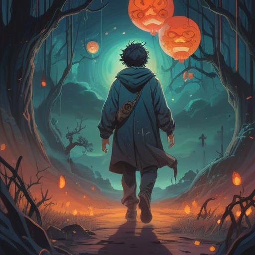 A surreal illustration depicting a strange man approaching, eerie shadows, mystical symbols in the air, foreboding atmosphere, subtle spiritual signs emerging, a sense of tension and warning, atmospheric colors, intriguing character design, 4k