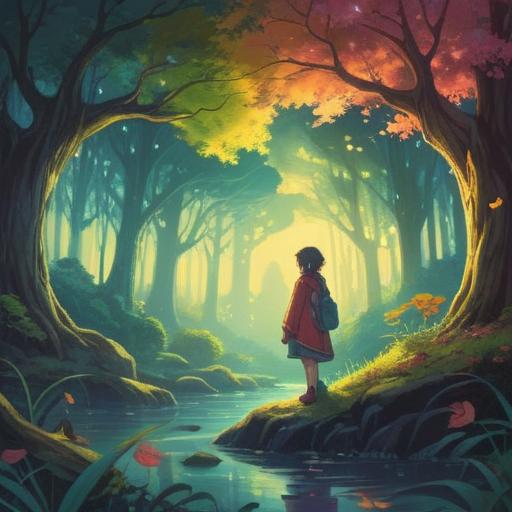 A serene and ethereal scene depicting a spiritual moment of clarity, soft glowing light filtering through trees, a figure in contemplation at a crossroads, gentle breeze, colorful aura surrounding the figure, symbols of transformation like butterflies and flowing water nearby, peaceful atmosphere, harmonious nature, 4k