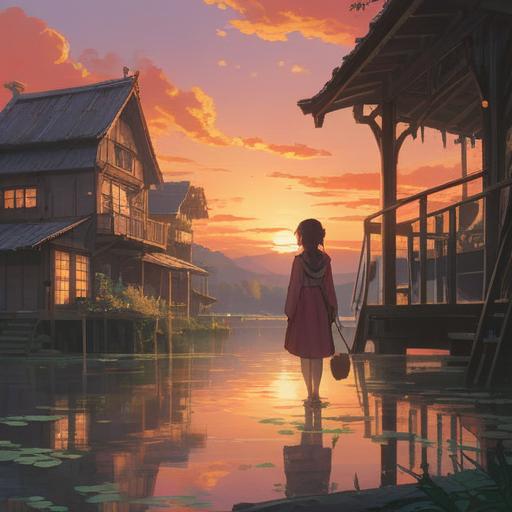 A serene and contemplative scene, a solitary figure gazing at a sunset, soft light illuminating the surroundings, subtle hints of nature reflecting deep emotions, ethereal symbols appearing in the air, representing spiritual signs of gratitude and awareness, peaceful atmosphere, introspective mood, 4k