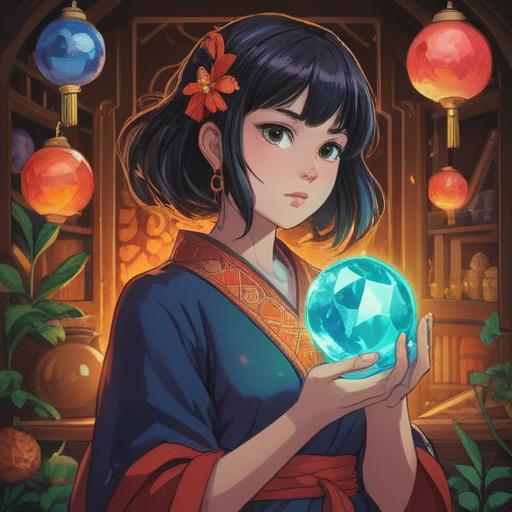 A poignant scene depicting a woman holding a unique lucky stone, symbolizing hope, introspection, and new beginnings, an emotional atmosphere, soft lighting filtering through trees, gentle expression of the woman, subtle reflections of her past and future, delicate details in the stone, suggesting it holds special significance, 4k