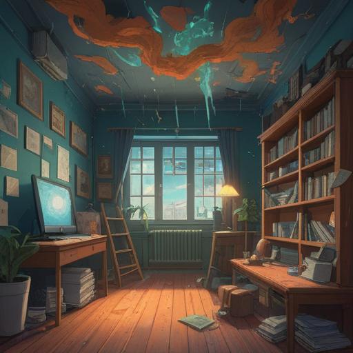 A spiritual illustration depicting objects falling from a wall, symbolizing a positive omen, serene atmosphere, ethereal light surrounding the scene, gentle expressions on faces, presence of mystical elements, nature in the background, harmonious colors, uplifting energy, intricate details, 4k