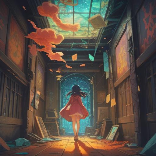 A symbolic illustration of a photo falling from a wall, ethereal light surrounding it, spiritual signs manifesting in the background, subtle hints of intuition and awareness, calm yet alert atmosphere, detailed expressions of emotions, 4k