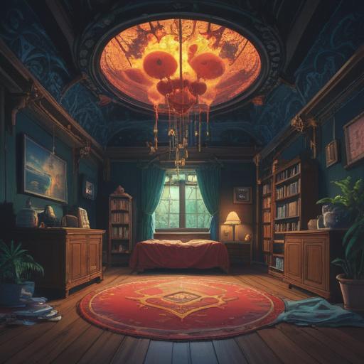 A mysterious scene depicting spiritual signs to heed when feeling trapped, ethereal symbols floating in the air, a dimly lit room with shadows cast on the walls, a sense of urgency, a figure contemplating their surroundings, glowing orbs representing intuition, intricate details in the background, an atmosphere of introspection, vibrant colors contrasting with darkness, rich textures, 4k