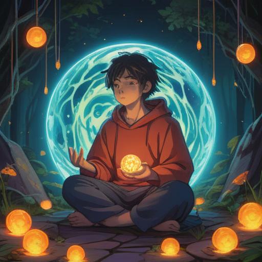 A serene and introspective scene, a person meditating in a tranquil environment, surrounded by gentle energy orbs, soft light filtering through trees, subtle symbols of intuition and guidance in the background, calming colors, reflective mood, spiritual awakening, harmony with nature, 4k