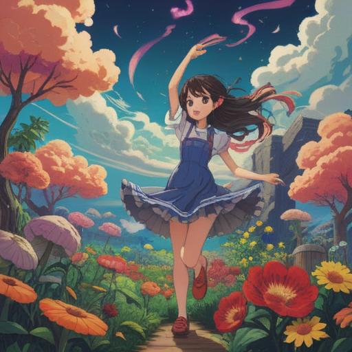 A person surrounded by clouds of negativity, transforming into a vibrant figure filled with positivity, engaging in a joyful activity like dancing or gardening, colorful flowers blooming around, rays of sunshine breaking through, symbolizing change and hope, dynamic composition, uplifting atmosphere, 4k