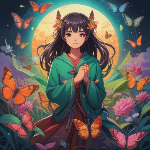 A vibrant and uplifting illustration of spiritual signs representing positive change, colorful and radiant symbols like butterflies and blooming flowers, a serene landscape with a gentle sunrise, ethereal light illuminating the scene, harmonious elements blending nature and spirituality, a sense of hope and transformation, 4k