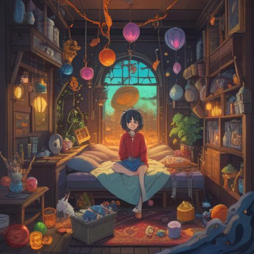 A captivating scene depicting a person overwhelmed by material desires, surrounded by shiny objects representing consumerism, spiritual symbols subtly integrated in the background, a contrast between chaos of desires and inner peace, hints of mindfulness and self-awareness surrounding the character, ethereal light illuminating the space, thought-provoking visual elements, 4k