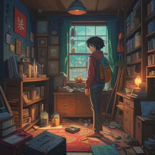 A captivating illustration depicting an individual surrounded by various material possessions, an aura of spiritual light emerging from within, contrasting the chaos of consumerism, hints of nature in the background symbolizing harmony, subtle ethereal elements representing good signs, eyes filled with wonder and realization, 4k