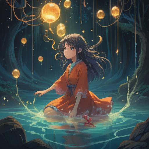A serene and ethereal scene depicting a person surrounded by floating wisps of light, representing thoughts and memories drifting away, a gentle aura enveloping them, soft pastel colors, a tranquil nature background with calming elements like trees and a flowing river, conveying a sense of contemplation and spiritual reflection, symbolic imagery of lost memories and introspection, 4k