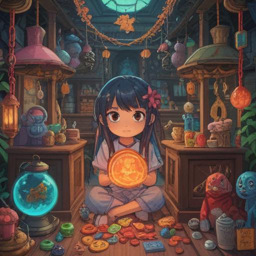 A bright and cheerful illustration of lucky items for promoting positive movement of belongings, featuring a colorful collection of good luck charms like four-leaf clovers, lucky cats, and horseshoes, arranged on a vibrant background, evoking a sense of optimism and motivation, playful and uplifting atmosphere, whimsical design elements, 4k