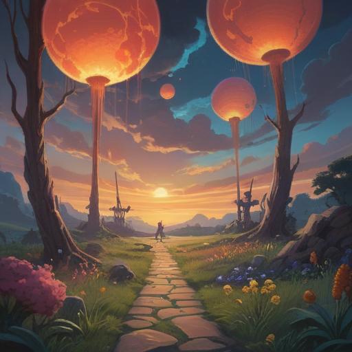 A serene and ethereal landscape, soft light breaking through dark clouds, a path illuminated by glowing orbs symbolizing hope, tranquil colors representing calmness, a figure meditating in the foreground, surrounded by gentle nature elements, symbols of positive energy and spiritual guidance, dreamlike atmosphere, 4k