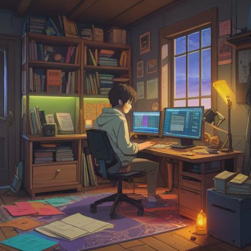 A clean and organized digital workspace, notebooks and papers neatly stacked, colorful sticky notes arranged on a desk, a glowing laptop screen displaying a well-structured document, a cup of coffee steaming beside, gentle natural light filtering through a window, serene atmosphere, modern aesthetic, 4k