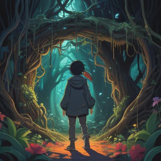 A surreal illustration depicting the spiritual meaning of circumstances not going well, a figure surrounded by swirling shadows and tangled vines, a dark cloud looming overhead, faint light breaking through, representing hope, abstract symbols of struggle and growth, vibrant yet somber colors, emotional depth, ethereal atmosphere, 4k